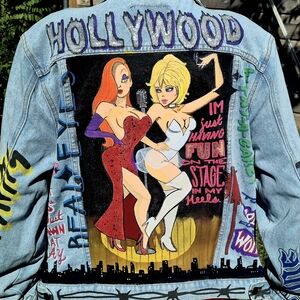 Hand-Painted JESSICA RABBIT AND HOLLI WOULD Denim Jacket
